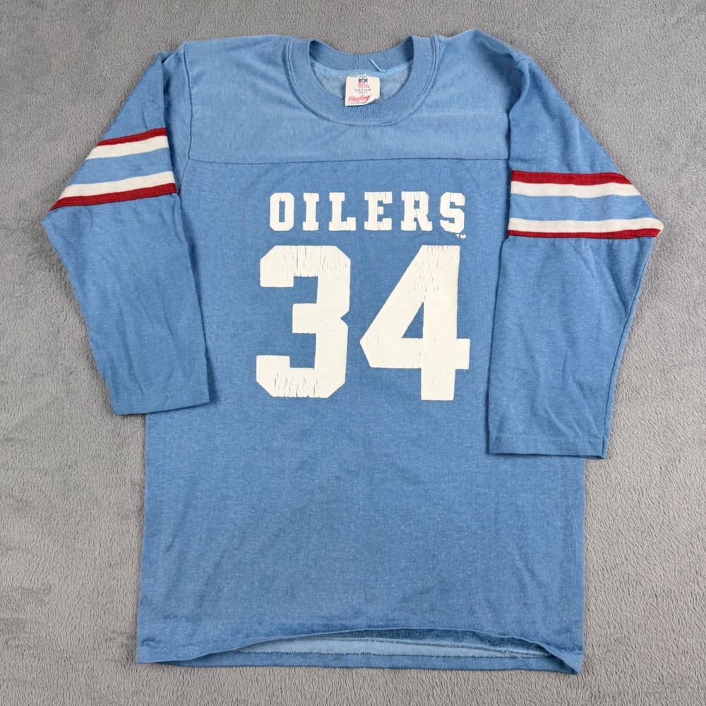 Houston Oilers Earl Campbell 34 Rawlings Jersey Youth L Blue NFL Vintage 80s USA